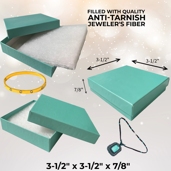Aqua Jewellery Boxes - 3-1/2" x 3-1/2" x 7/8" 100 Boxes/Pack Aqua Jewellery Boxes - 3-1/2" x 3-1/2" x 7/8" 100 Boxes/Pack