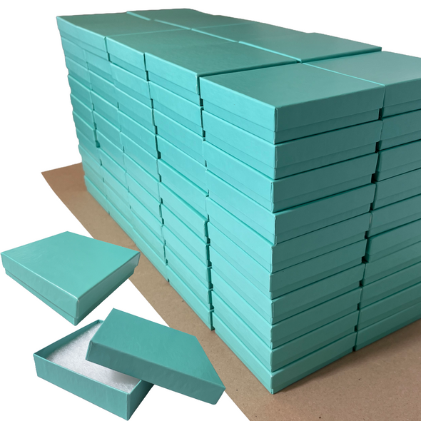 Aqua jewellery boxes - 3-1/2" x 3-1/2" x 7/8" Aqua jewellery boxes - 3-1/2" x 3-1/2" x 7/8"