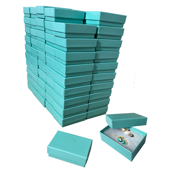 Aqua Jewellery Boxes - 2-7/16" x 1-5/8" x 13/16" 100 Boxes/Pack Aqua Jewellery Boxes - 2-7/16" x 1-5/8" x 13/16" 100 Boxes/Pack