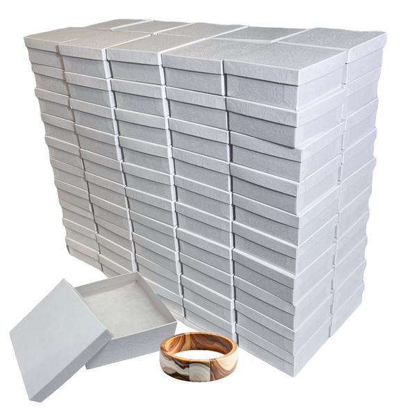 White Embossed Swirl Jewellery Boxes - 3-1/2" x 3-1/2" x 1-1/2" 100 Boxes/Pack White Embossed Swirl Jewellery Boxes - 3-1/2" x 3-1/2" x 1-1/2" 100 Boxes/Pack