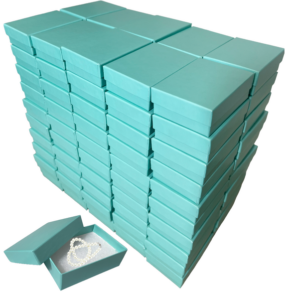 Aqua Jewellery Boxes - 3" x 2-1/8" x 1" 100 Boxes/Pack Aqua Jewellery Boxes - 3" x 2-1/8" x 1" 100 Boxes/Pack