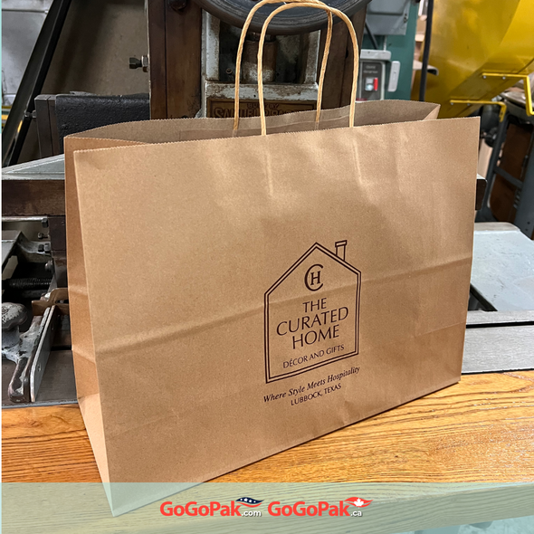 250 Bags - 16" x 6" x 12" - Branded Recycled Kraft Paper Shopping Bags 250 Bags - 16" x 6" x 12" - Branded Recycled Kraft Paper Shopping Bags