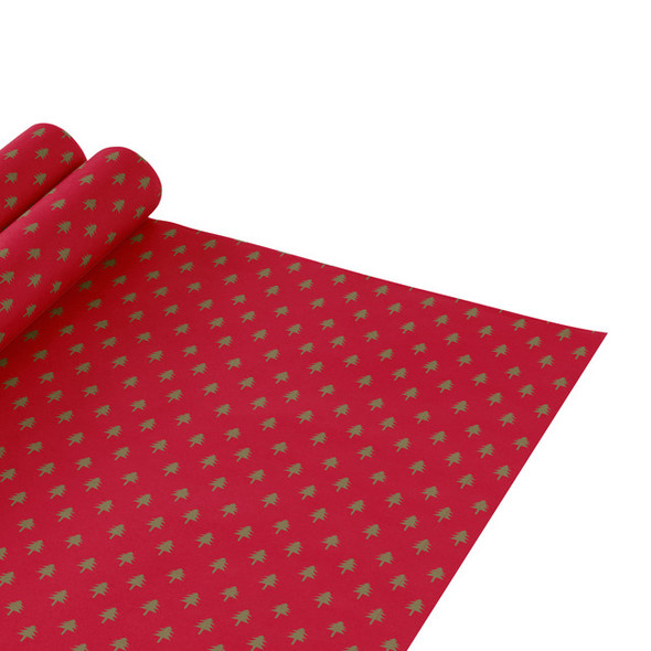 Gold Trees on Red Gift Wrap - 24" width x 417 feet Gold Trees on Red Gift Wrap - 24" width x 417 feet