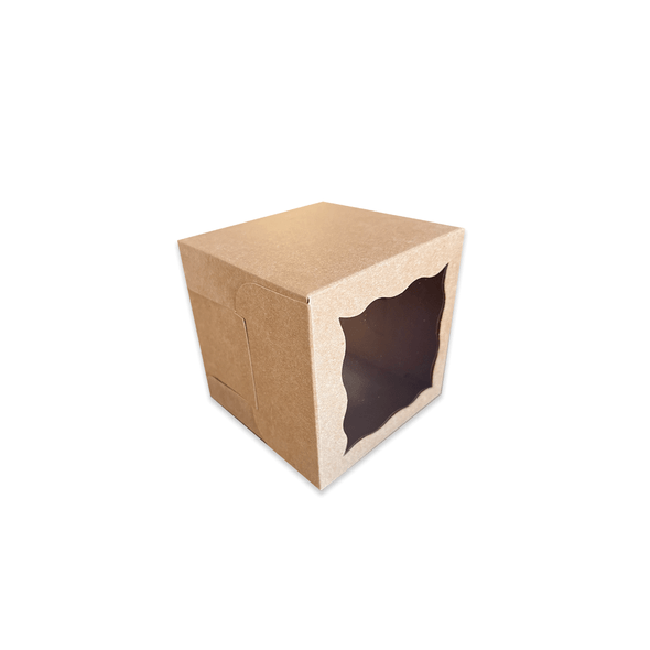 50 Boxes - 4" x 4" x 4" Kraft Bakery Boxes with Windows