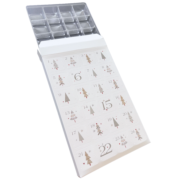 50 Boxes - Fillable (Empty) Advent Calendar Candy Boxes - Holiday Shimmer Design - (trays sold separately)
