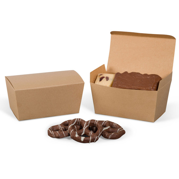 50 Boxes - 1 lb. Kraft Ballotin Candy Boxes - 6-3/4" x 3-3/4" x 3-1/2"