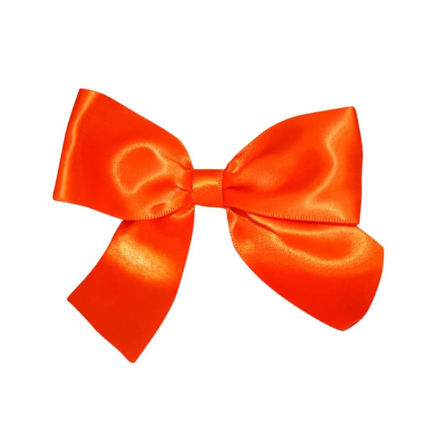 Pre-Tied Satin Twist Tie Bows - 1-1/2" Satin Orange