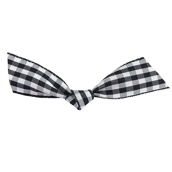 Pre-Tied Black/White Gingham Twist Tie Bows