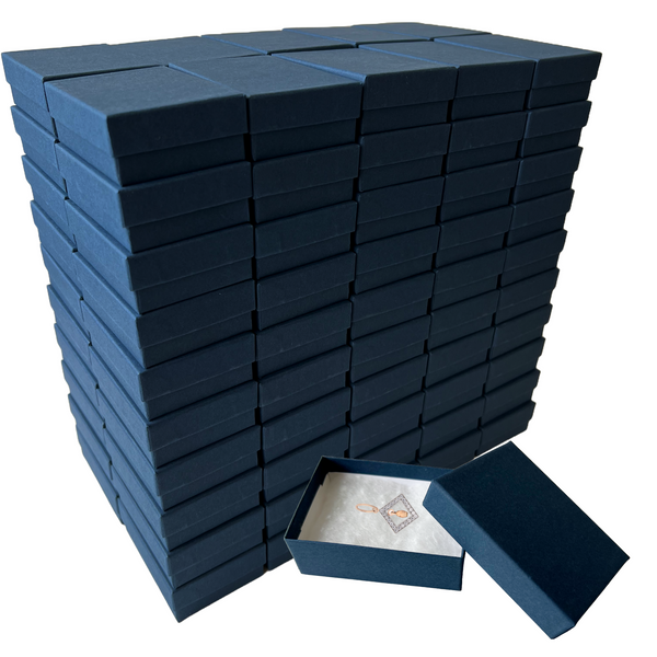 Navy Blue Kraft Jewellery Boxes - 3" x 2-1/8" x 1"