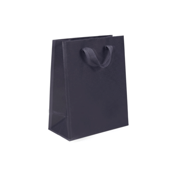 100 Bags - Navy Eco Euro Paper Bags with Twill Handles 8 x 4 x 10