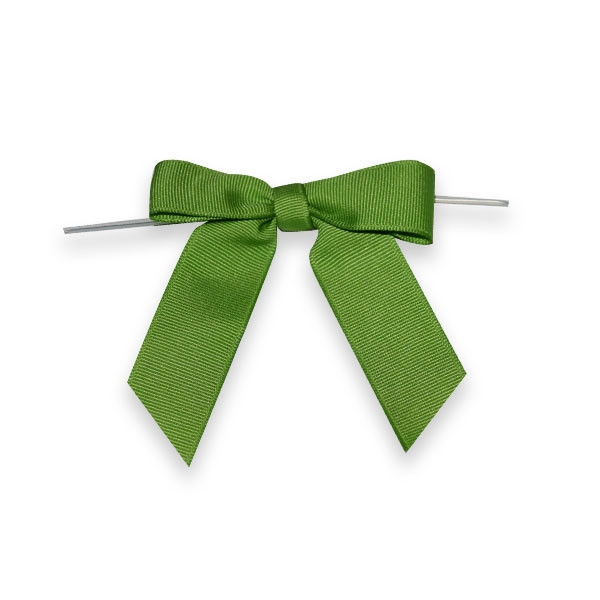 Pre-Tied Grosgrain Twist Tie Bows - Kiwi Green