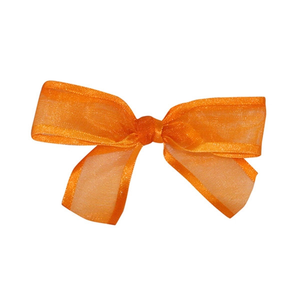 Pre-Tied Sheer Satin Twist Tie Bows - Orange