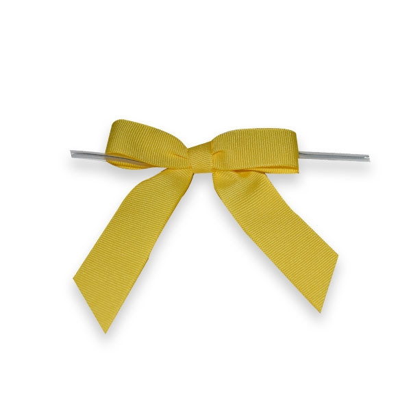 Pre-Tied Grosgrain Twist Tie Bows - Yellow