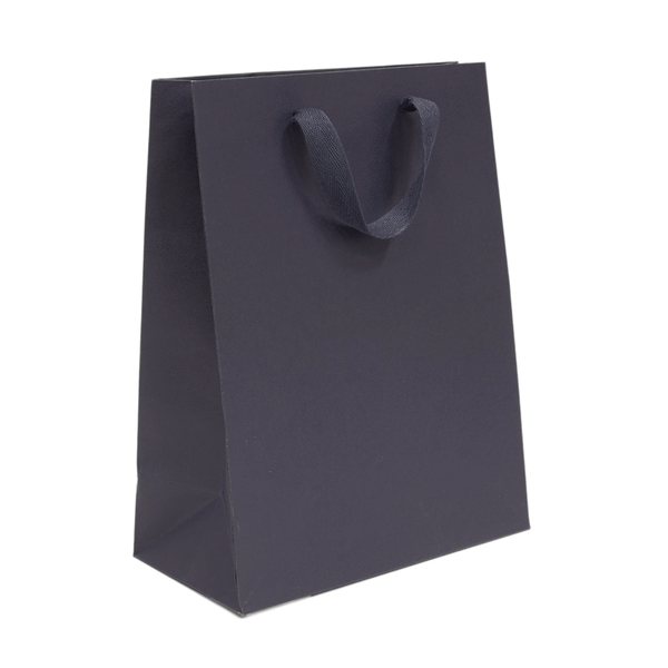 100 Bags - Navy Eco Euro Paper Bags with Twill Handles 10 x 5 x 13
