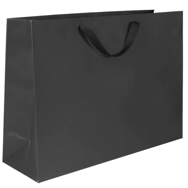 50 Bags - Black Eco Euro Paper Bags with Twill Handles 20 x 6 x 14