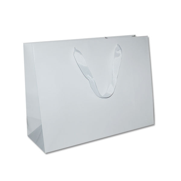 Ribbon Handle Bags  - 16" x 6" x 12" Matte White - 100/Pack