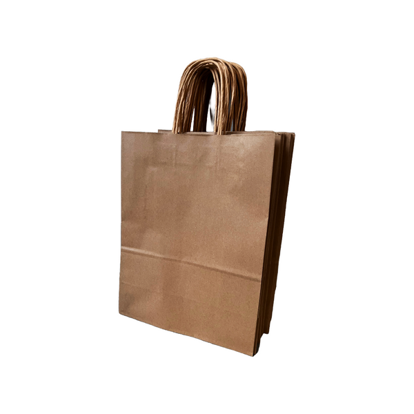 25 Bags - 10" x 5" x 13" Recycled Kraft Paper Shopping Bag