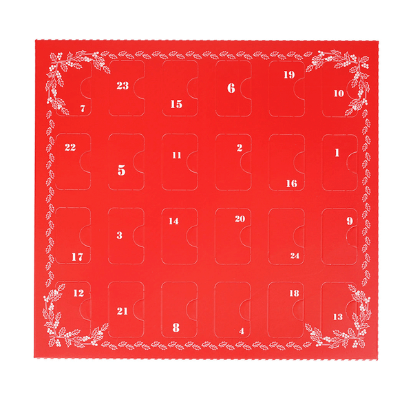 Fillable Plain or Custom Branded Advent Calendar Candy Boxes - Red Berries - (PET Tray Included) 25 Boxes/25 Trays