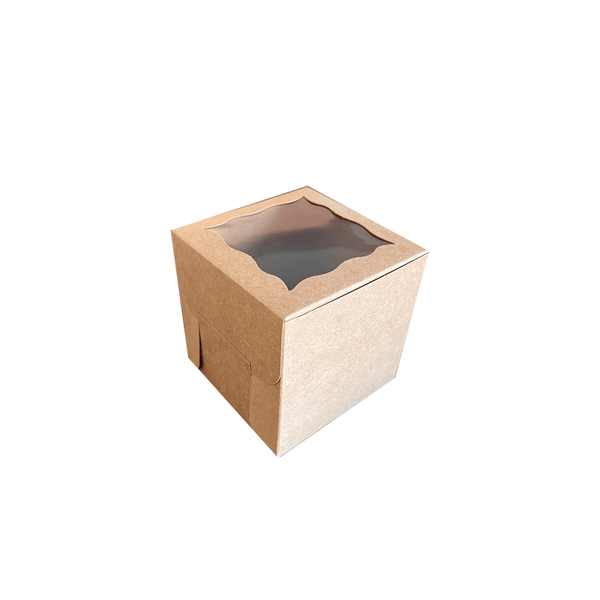 100 Boxes - 4" x 4" x 4" Kraft Window Cupcake / Bakery Boxes