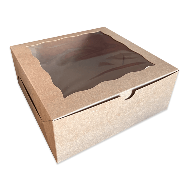 10 Boxes - 10" x 10" x 4" Kraft Bakery Boxes with Windows Fits 6 Cupcakes