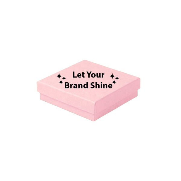 Branded Pink Kraft Jewellery Boxes - 3-1/2" x 3-1/2" x 7/8" 100 Boxes/Pack