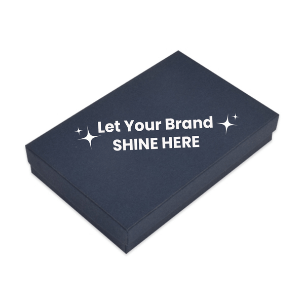 Branded Navy Blue Kraft Jewellery Boxes - 5-7/16" x 3-1/2" x 1" 100 Boxes/Pack