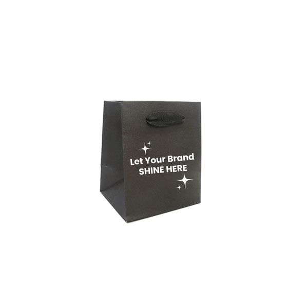 100 Bags - Black Custom Branded Eco Euro Paper Bags with Twill Handles 5 x 4 x 6