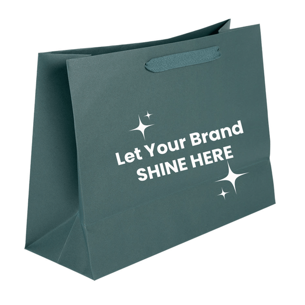 100 Bags - Spruce Green Custom Branded Eco Euro Paper Bags with Twill Handles 16 x 6 x 12