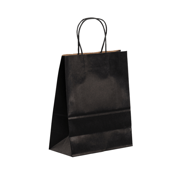 Paper Shopping Bags - Black 8"x 4" x 10" - 250 Bags