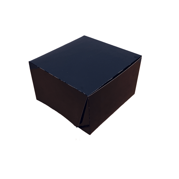 10 Boxes - 8"x 8" x 5" Laminated Gloss Black Bakery Boxes