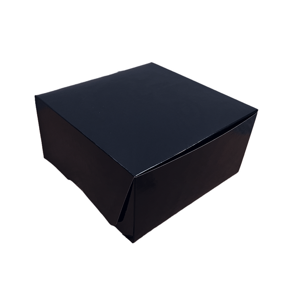 50 Boxes - 10" x 10" x 5" Laminated Gloss Black Bakery Boxes