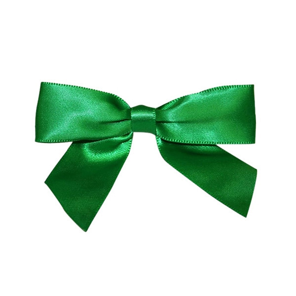 7/8" Pre-Tied Satin Twist Tie Bows - Emerald