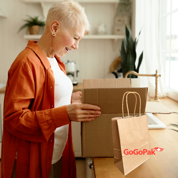 250 Bags - 5" x 3" x 8" Recycled Kraft Paper Shopping Bags