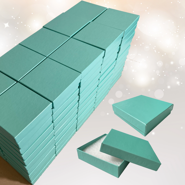 Aqua Jewellery Boxes - 3-1/2" x 3-1/2" x 7/8" 100 Boxes/Pack