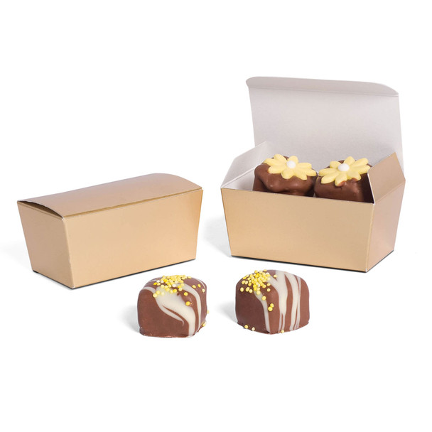 50 Boxes - 2 oz. Gold Ballotin Candy Boxes - 2 13/16" x 1 9/16" x 1 1/4"