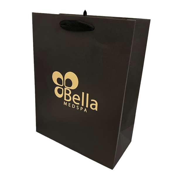 100 Bags - Black Eco Euro Paper Bags with Twill Handles 10 x 5 x 13