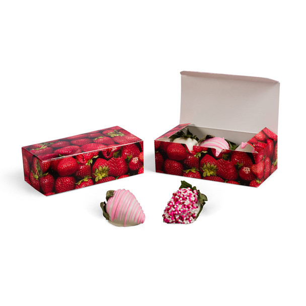 50 Boxes - 1/2 lb. Candy Boxes - Strawberry 5-1/2" x 2-3/4" x 1-3/4"