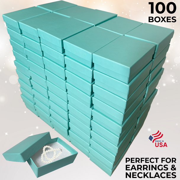 Aqua Jewellery Boxes - 3" x 2-1/8" x 1" 100 Boxes/Pack