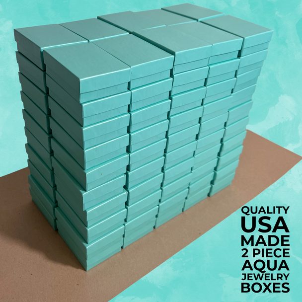 Aqua Jewellery Boxes - 3" x 2-1/8" x 1" 100 Boxes/Pack