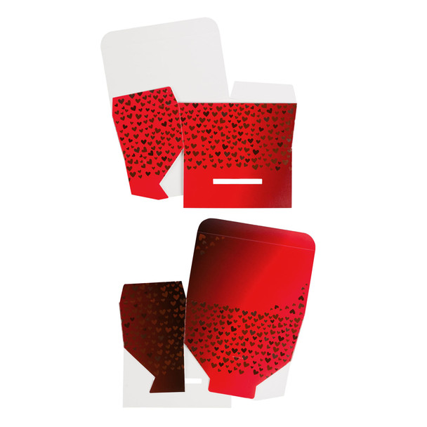 1/2 lb. Foil Hearts Ballotin Candy Boxes - 6" x 3-3/8" x 2-1/2" 10 Boxes/Case