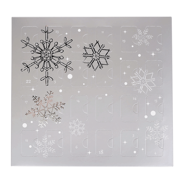 10 Sets (Boxes & Trays) - Fillable (Empty) Advent Calendar Candy Boxes - Silver Snowflake