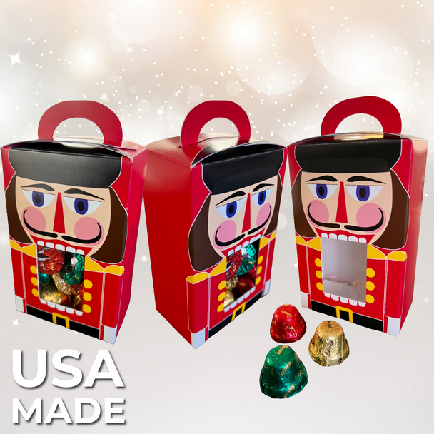 50 Boxes - 1/2 lb. Nutcracker Pattern Candy Box Totes with Window