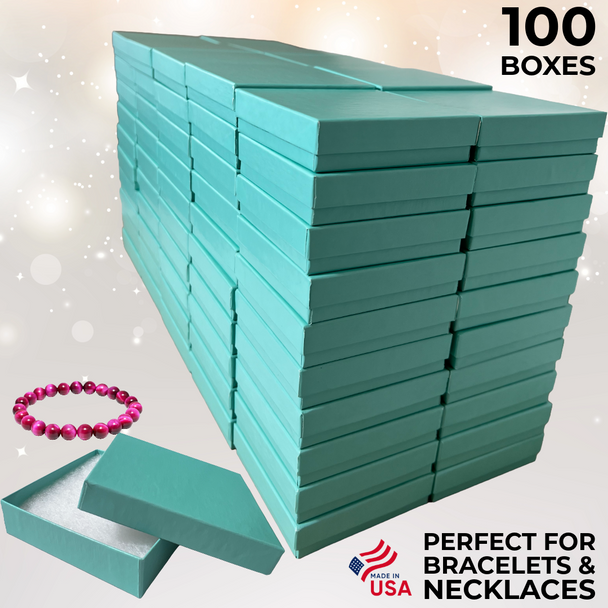 Branded Aqua Jewellery Boxes - 3-1/2" x 3-1/2" x 7/8" 100 Boxes/Pack