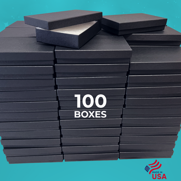 Branded Matte  Black  Jewellery Boxes - 5-7/16" x 3-1/2" x 1" 100 Boxes/Pack Branded Matte  Black  Jewellery Boxes - 5-7/16" x 3-1/2" x 1" 100 Boxes/Pack