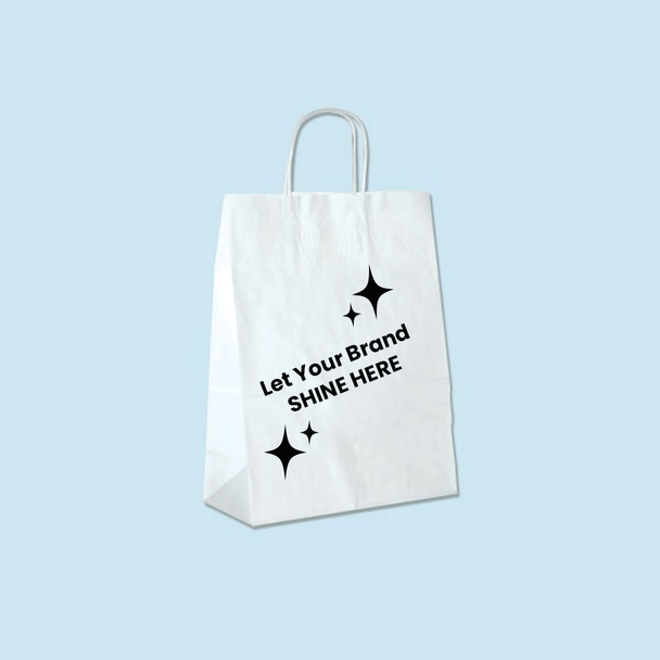 Branded Debbie White Paper Shopping Bags - 10 x 5  x 13" - 250 Bags