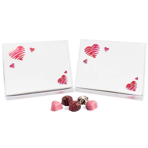 50 Boxes - 1/4 lb. Candy Boxes - Glitter Hearts - 4-9/16" x 3-9/16" x 1-1/4"