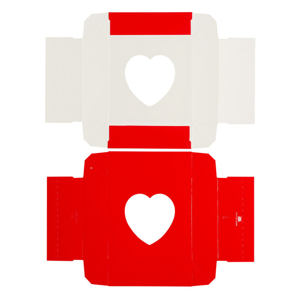 50 Covers - 3 oz. 1 Layer - Red with Heart Windows  3-11/16" x 3-11/16" x 1-1/8"
