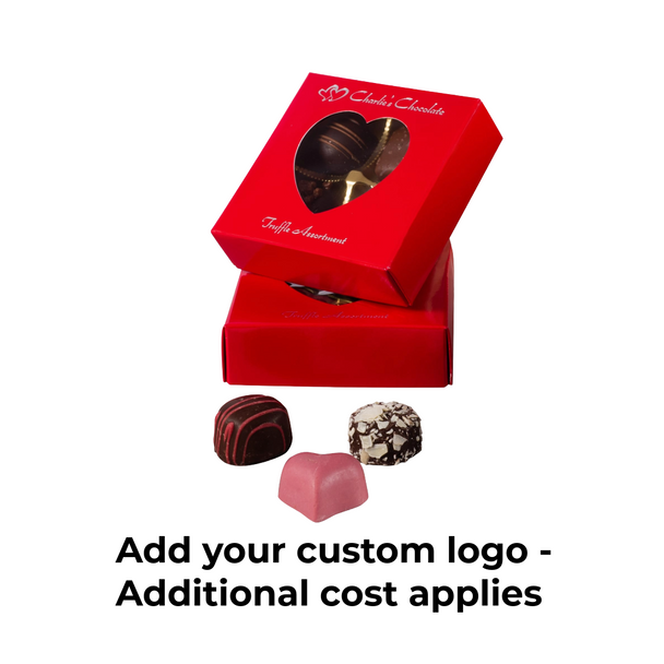 50 Covers - 3 oz. 1 Layer - Red with Heart Windows  3-11/16" x 3-11/16" x 1-1/8"