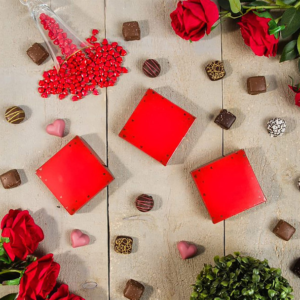 50 Covers - 3 oz. 1 Layer - Foil Hearts  3-11/16" x 3-11/16" x 1-1/8"