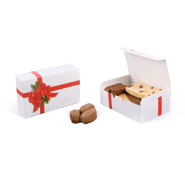 50 Boxes - 1-1/2 lb. Candy Boxes - Ribbon & Holly  7" x 4-1/2" x 2"